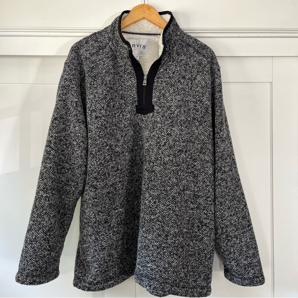 Orvis Men's Gray 1/4 zip Sherpa pullover men’s XXL